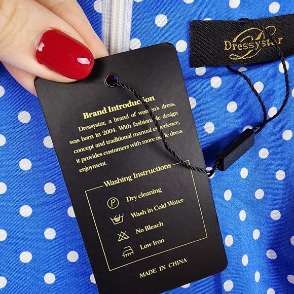 Vintage-Inspired Dressystar Polka Dot A-Line Dress with Removable Belt Size M - Picture 4 of 6